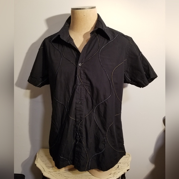 KENNETH COLE NEW YORK MENS VINTAGE SHORT SLEEVE SHIRT UNIQUE STITCHING DESIGN XL - Picture 5 of 7